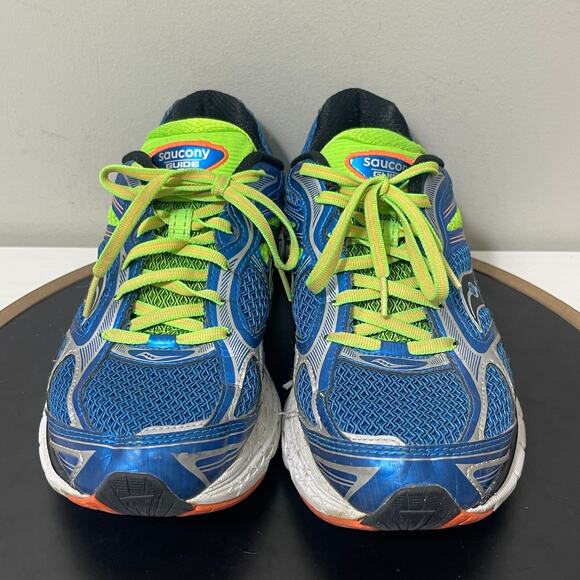 Saucony Guide 7 Running Shoes Men 9.5 Blue Neon Green Cushioned‎ Power Grid - Picture 3 of 11